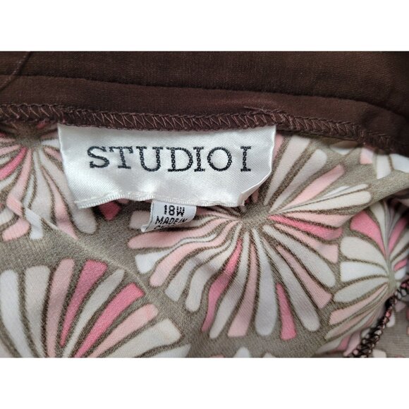 Studio I Women's Plus Size 18W Pink Geometric V-Neck Sheath Dress Career GEO25E - Picture 9 of 11